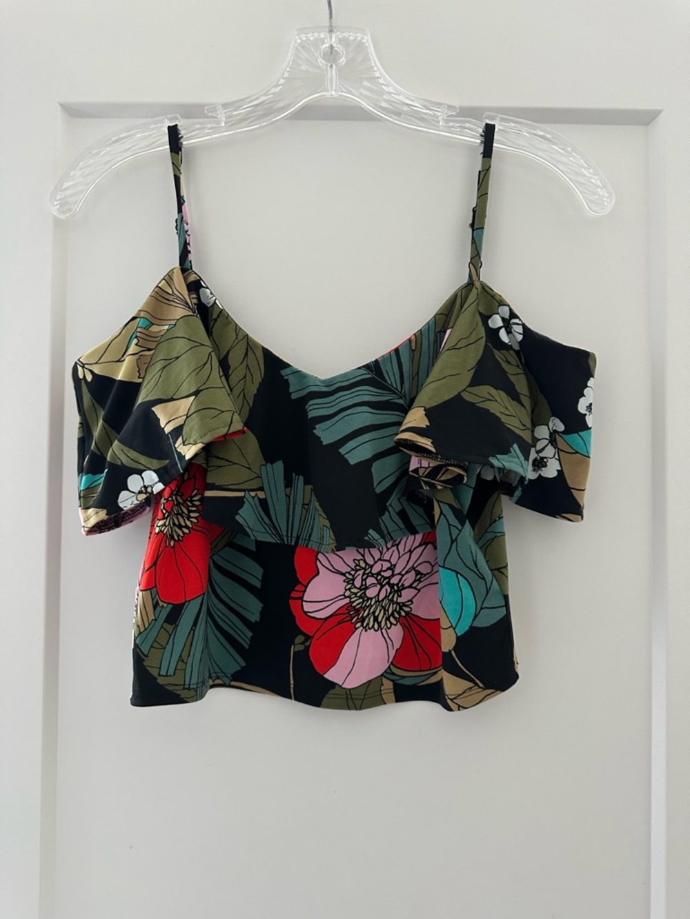 Guess Floral Off-Shoulder Camisole - Black, Red, Pink, Teal, Olive